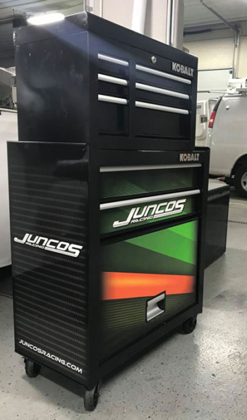 Juncos Racing Tool Cabinet wrap